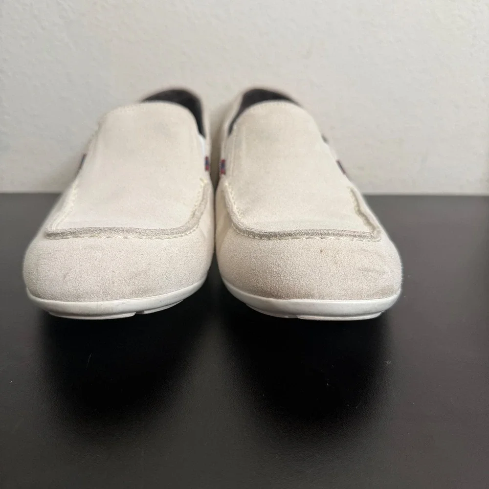 Bruno Magli Suede Leather Off White Balestra Loafers Mens 11 Italian Slip On